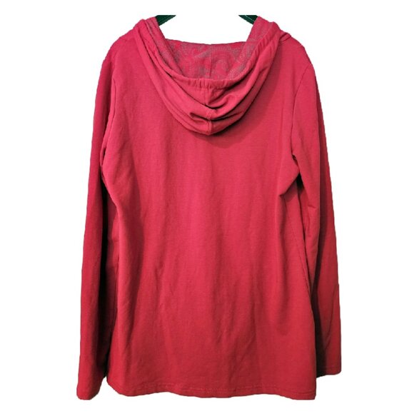 ROOTS Red Athleisure Long Sleeve Pullover Drawstring Hoody with Pockets Size XL - Picture 2 of 8